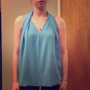 DianevonFurstenberg light blue silk blouse S. DVF